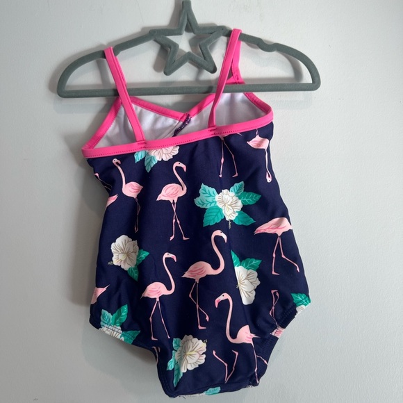 Carter's Pink and Navy Flamingo Swimsuit 12M - Picture 2 of 3